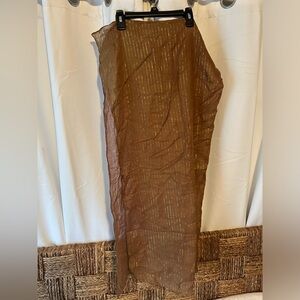 Wrapunzel Israeli tichel, brown with gold tread